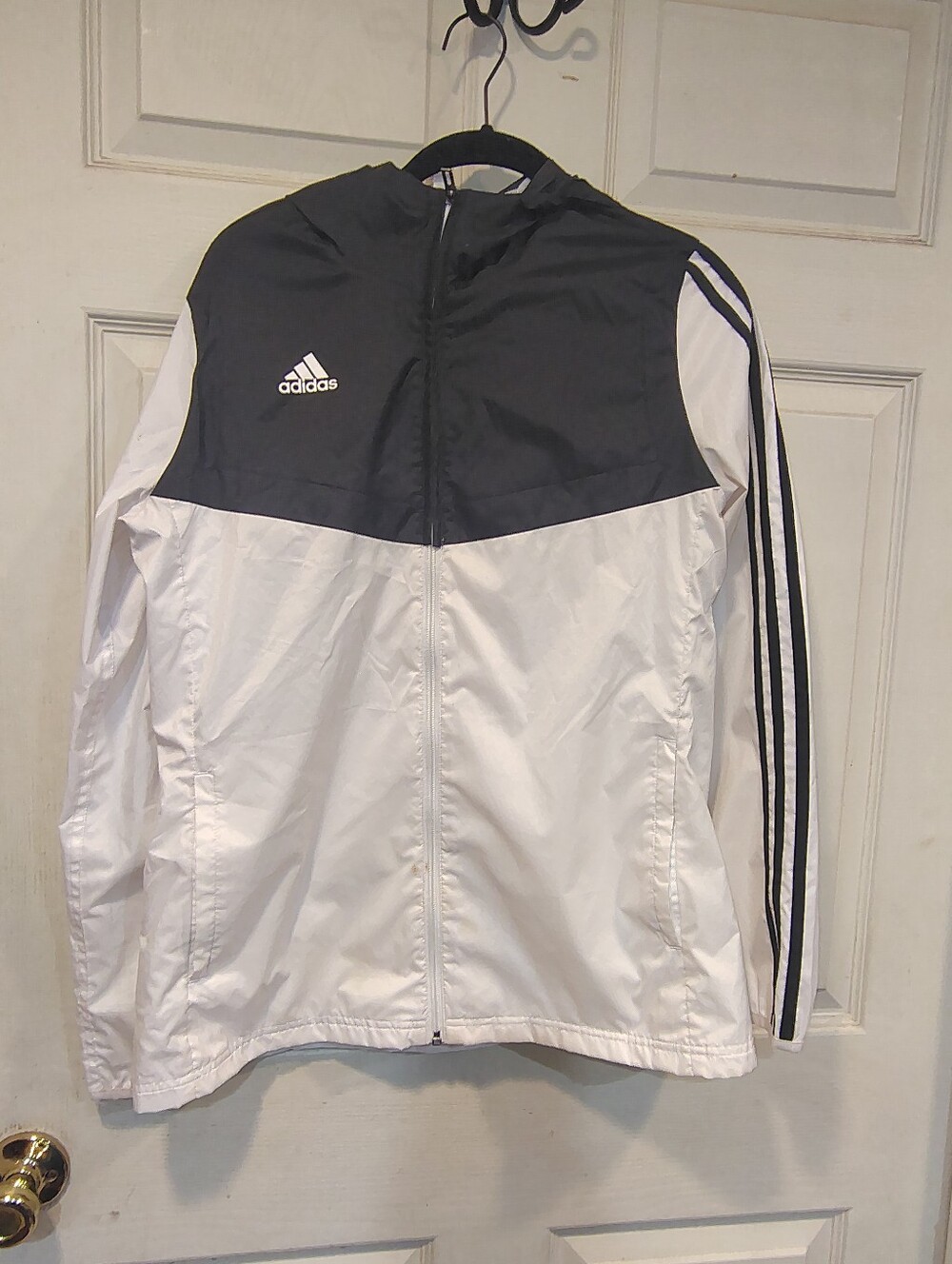 Adidas Women's Size M White/Black Windbreaker Jacket
